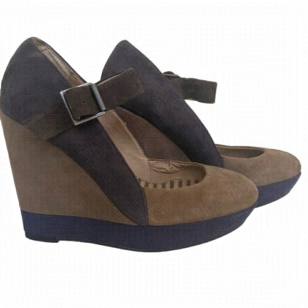 NWT Splendid LARABEE Platform Mary Jane Wedges in Purple and Lattee